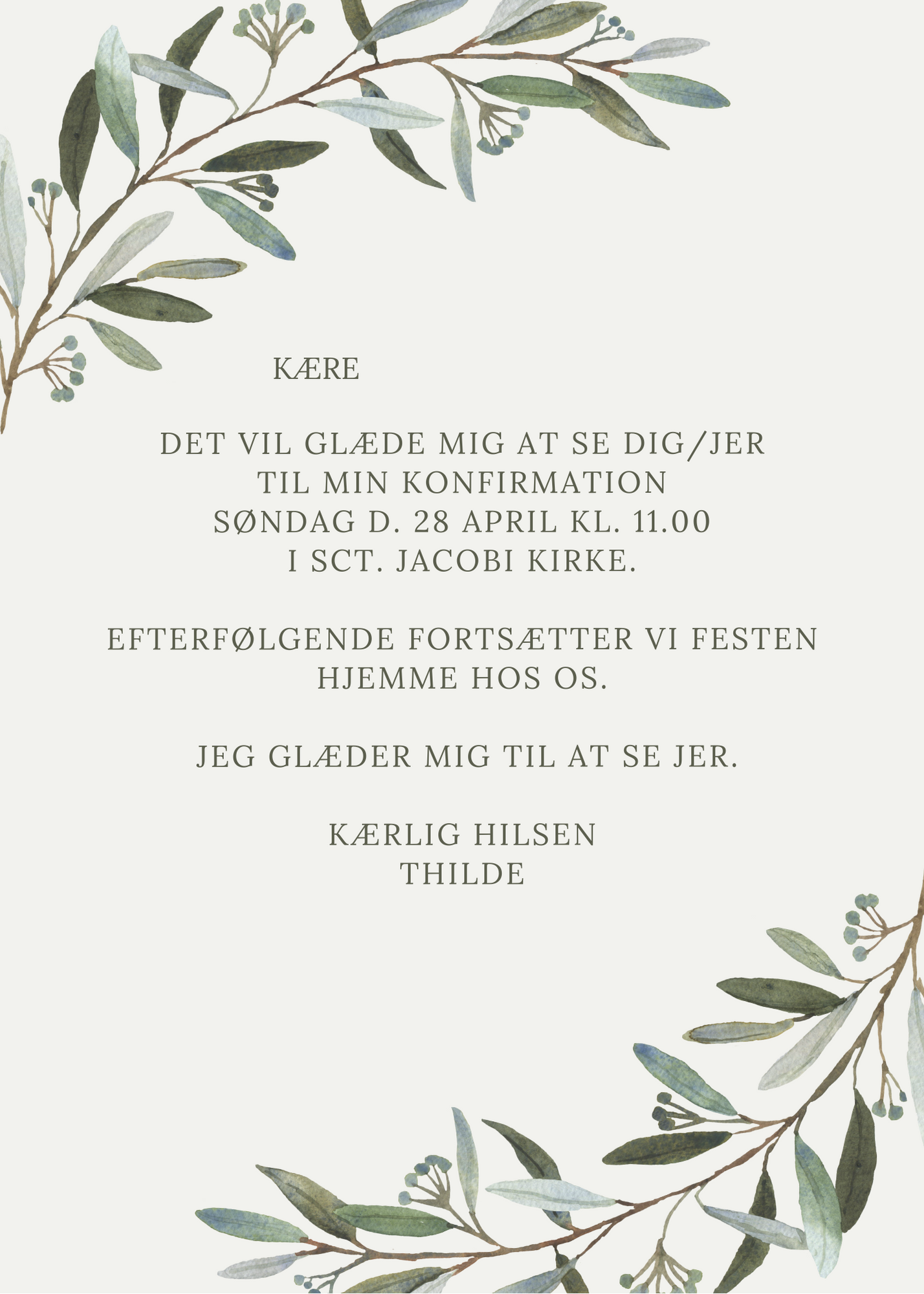 Grønne grene invitation