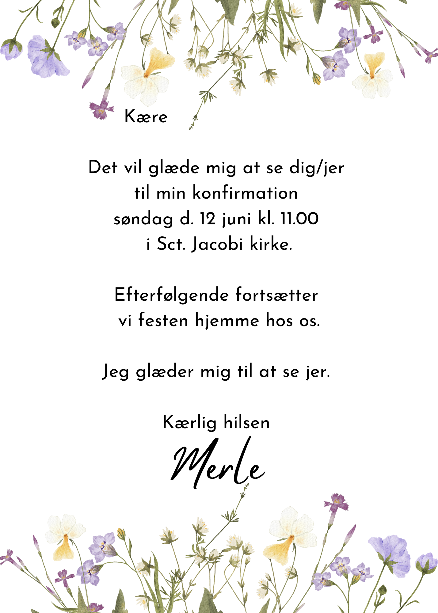 Vilde blomster invitation