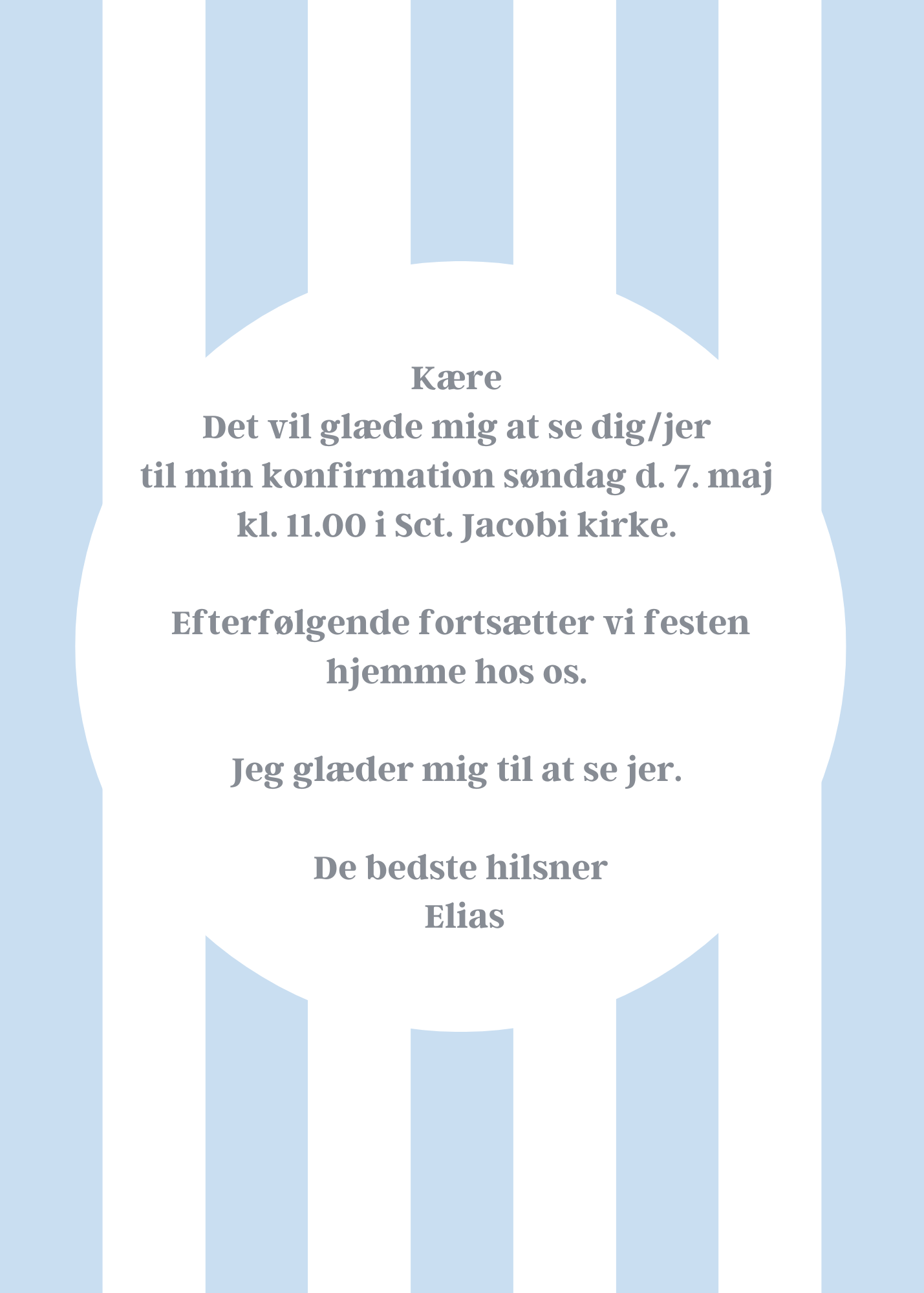 Blå stribede invitation