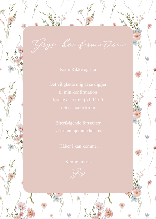 Blomstrende Rosa Elegance invitation