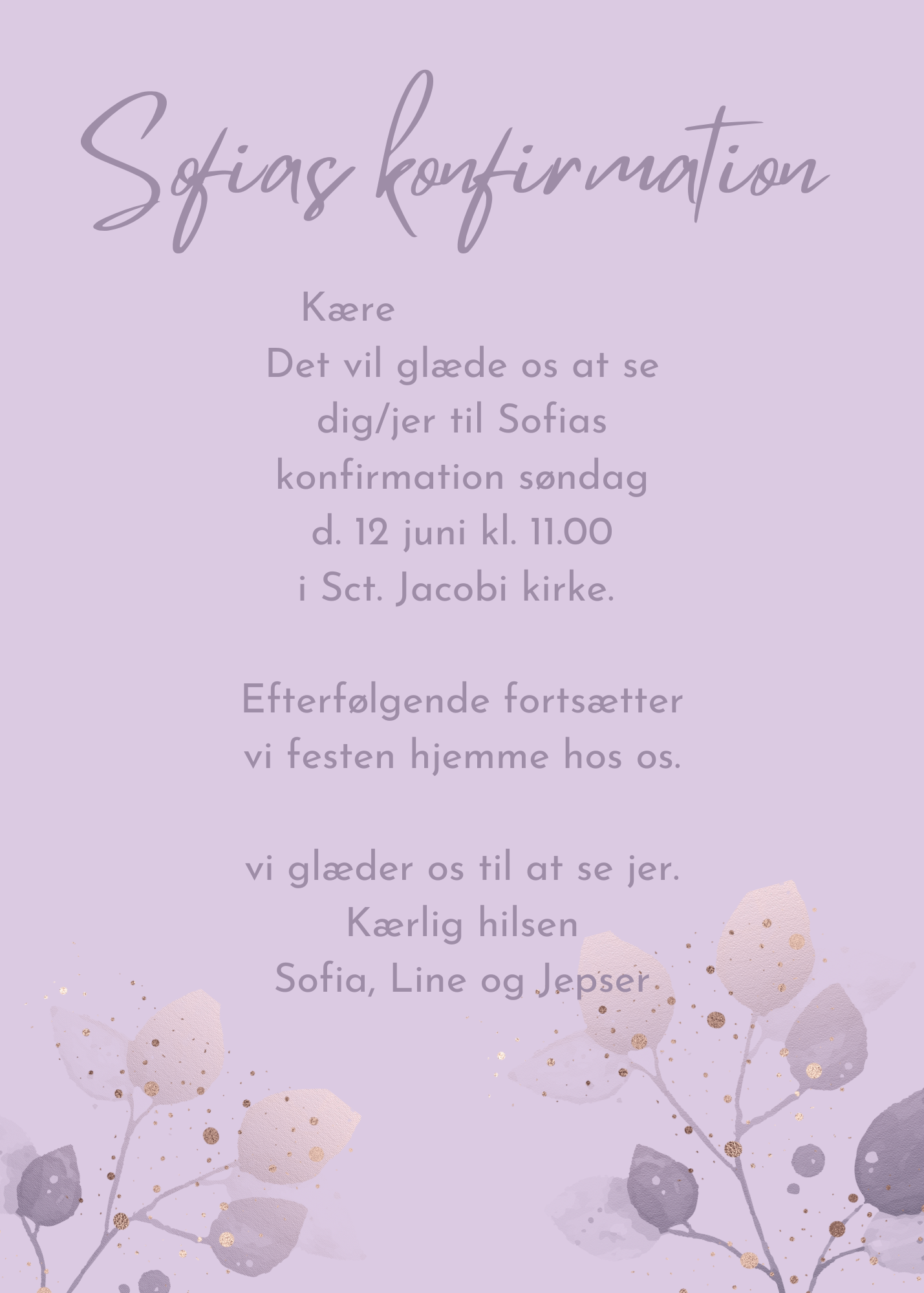 Lilla/rosa blade invitation