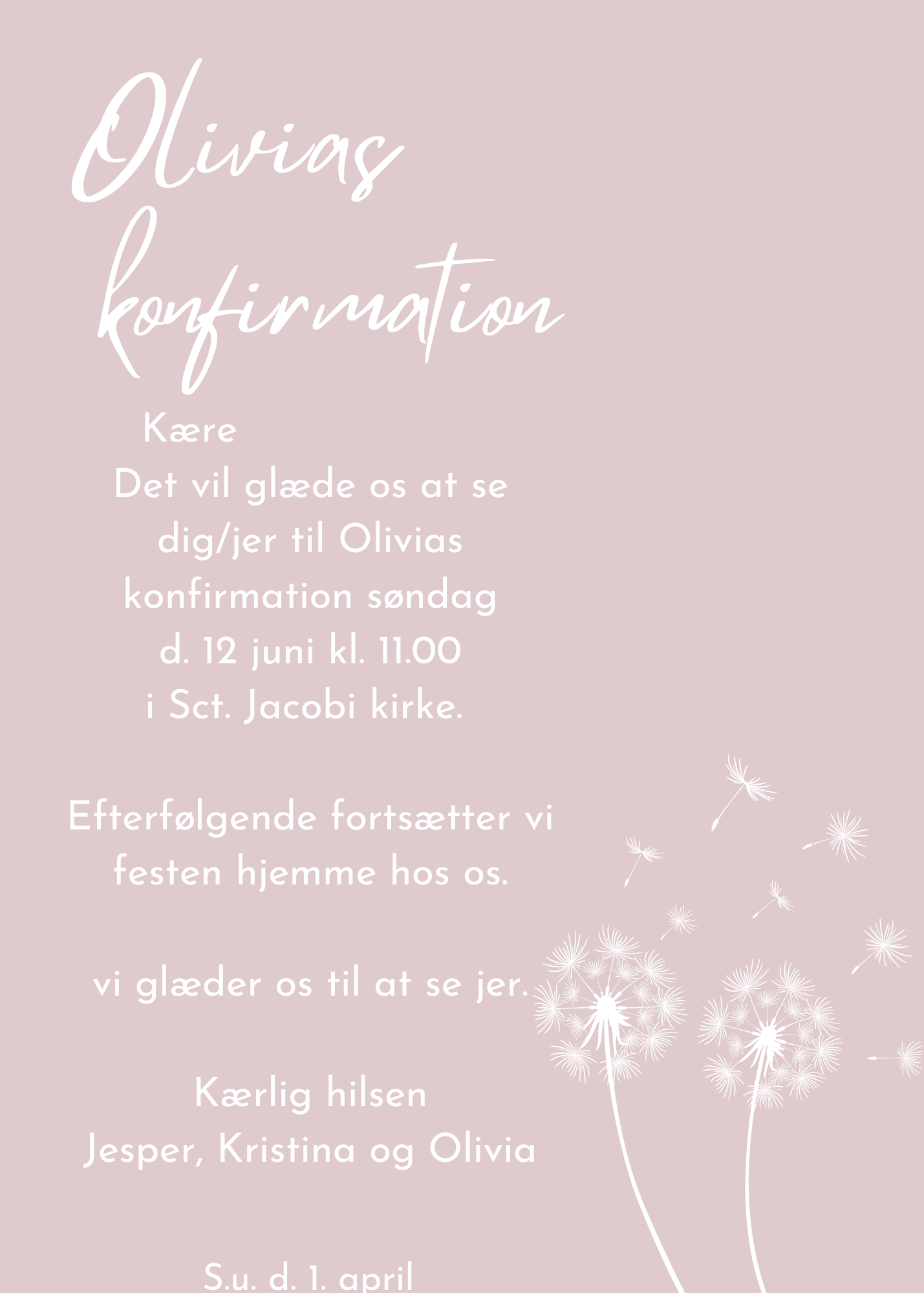 Mælkebøtte invitation