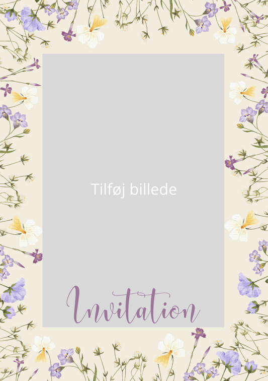 Lilla blomster invitation